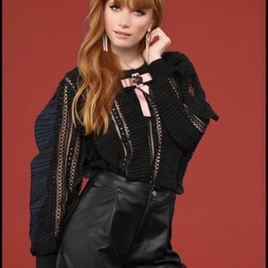 FN Cardi B Collection Black Ruffle Top w/ Bow